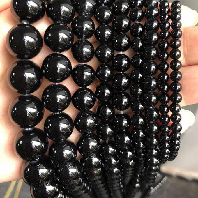 Natural Black Agate Beads