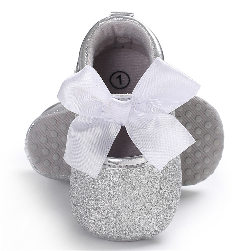 Baby Girl's Lace Up Glitter Bowknot First Walkers
