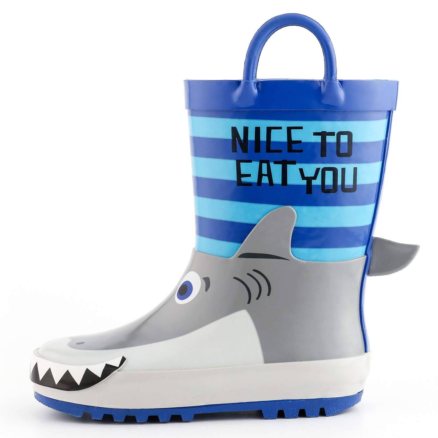 Kid's 3D Cartoon Shark Printed Waterproof Rubber Boots