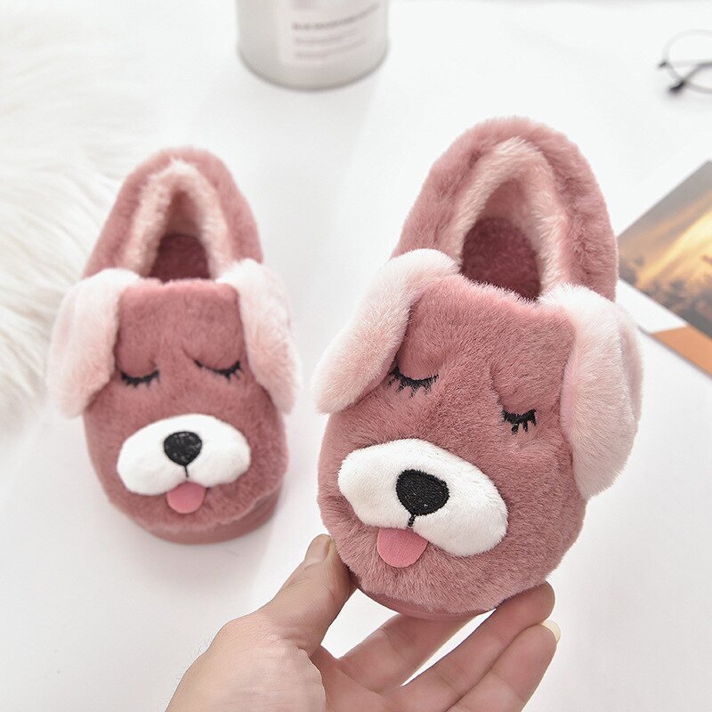 Winter Kid's Plush Bear Shaped Home Slippers