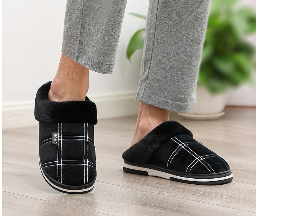 Men's Plaid Plush Slippers