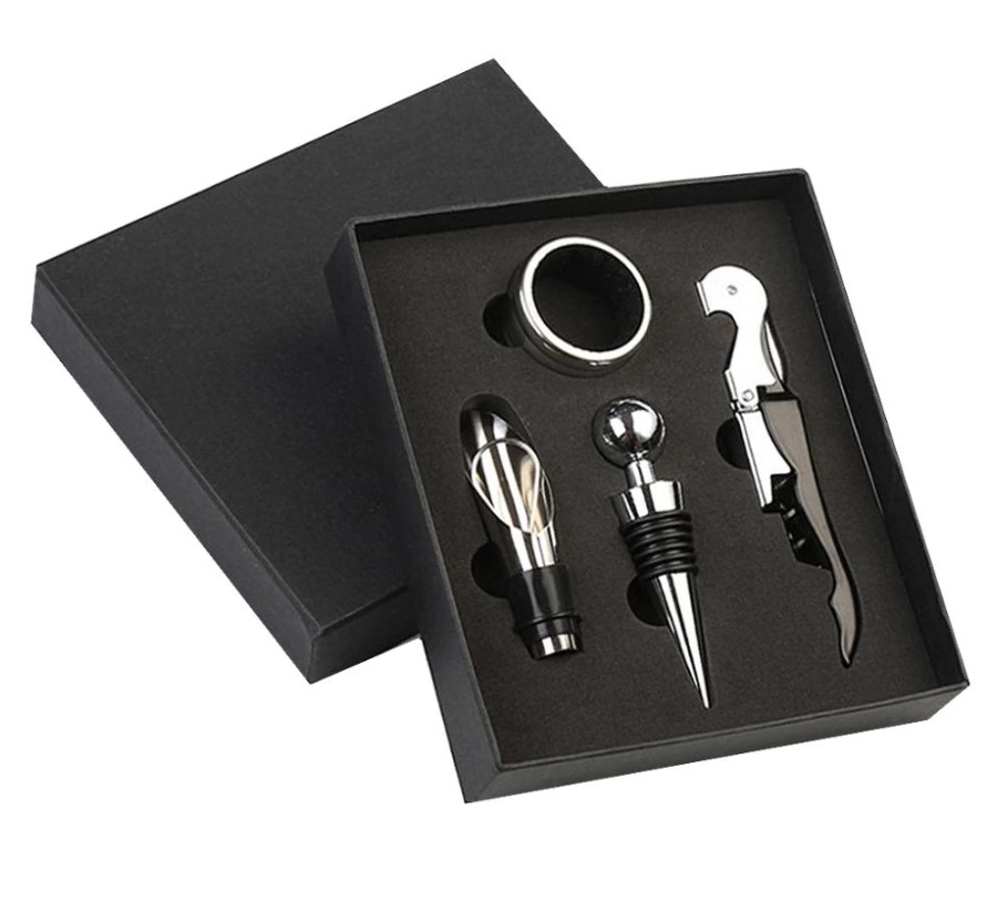 Stainless Steel Bottle Opener and Stopper 4 Pcs Set