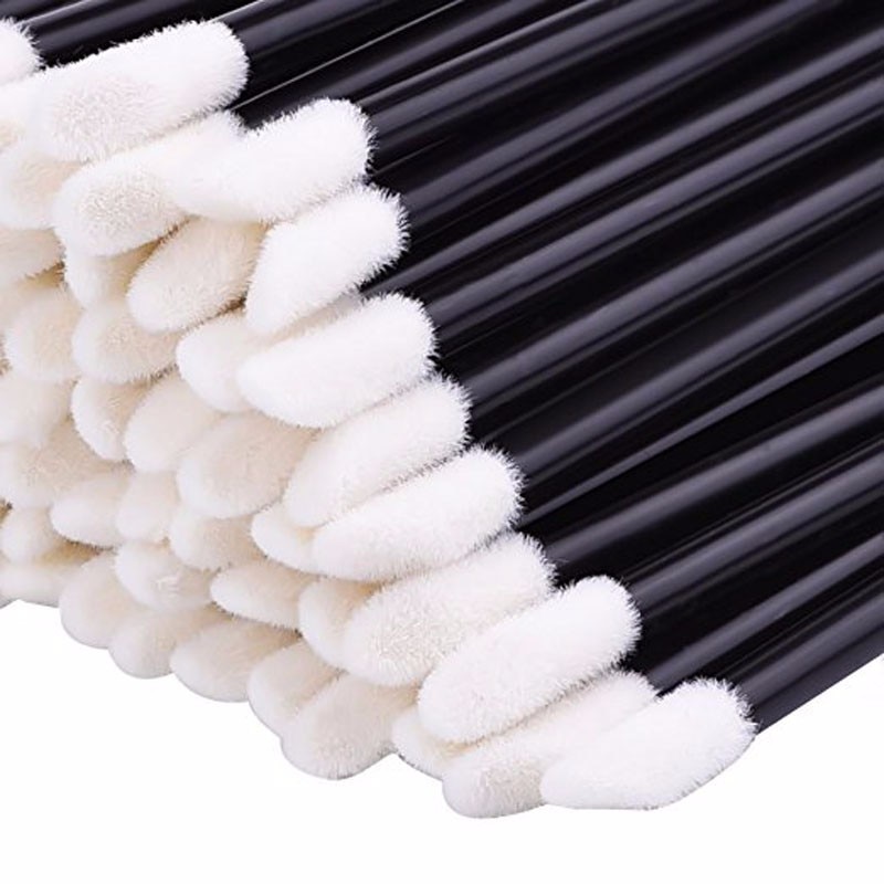 Black and White Disposable Lipgloss Brush 50 Pcs Set