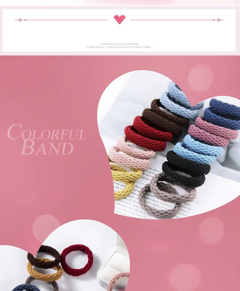 Women's Simple Basic Elastic Hair Bands 10 pcs Set