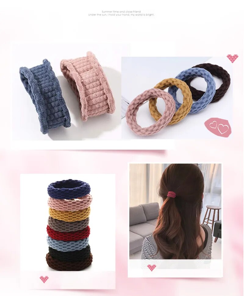 Women's Simple Basic Elastic Hair Bands 10 pcs Set
