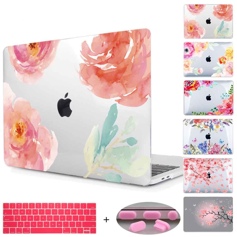 Floral Patterned Hard Case for Macbook with Keyboard Cover