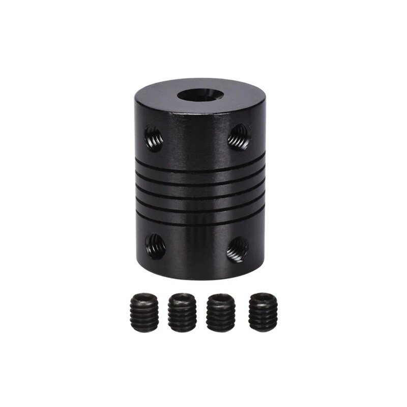 Black Aluminium Flexible Stepper Motor Coupler for 3D Printer