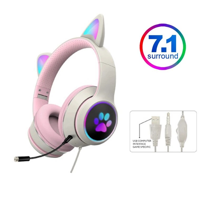 Cat Ear Gamer Headset with Bracelet
