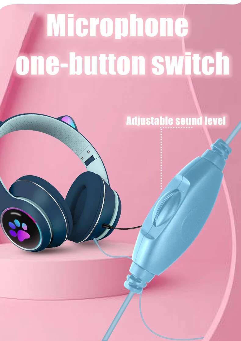 Cat Ear Gamer Headset with Bracelet