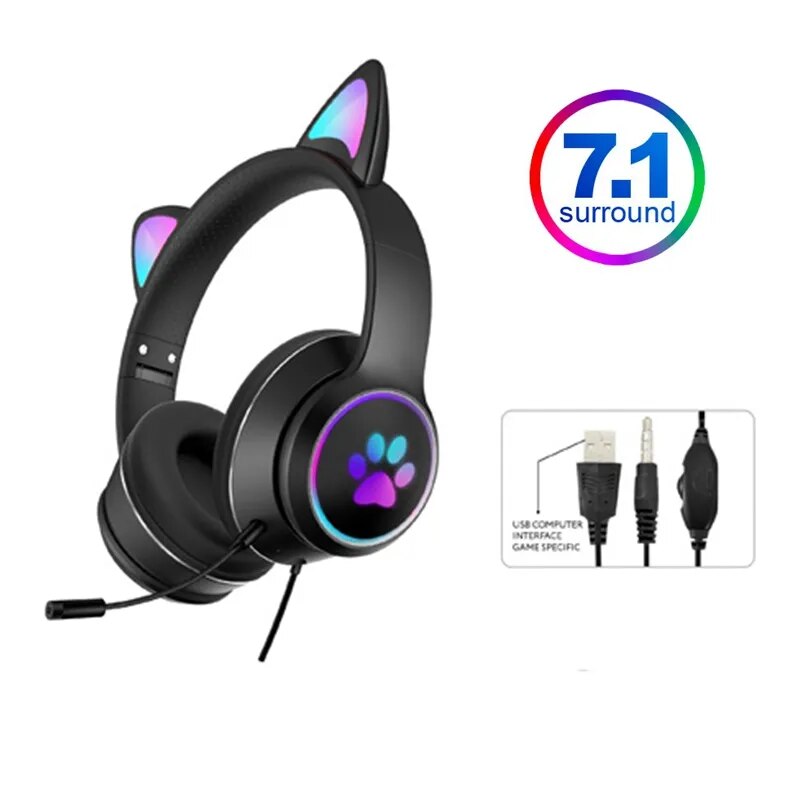 Cat Ear Gamer Headset with Bracelet