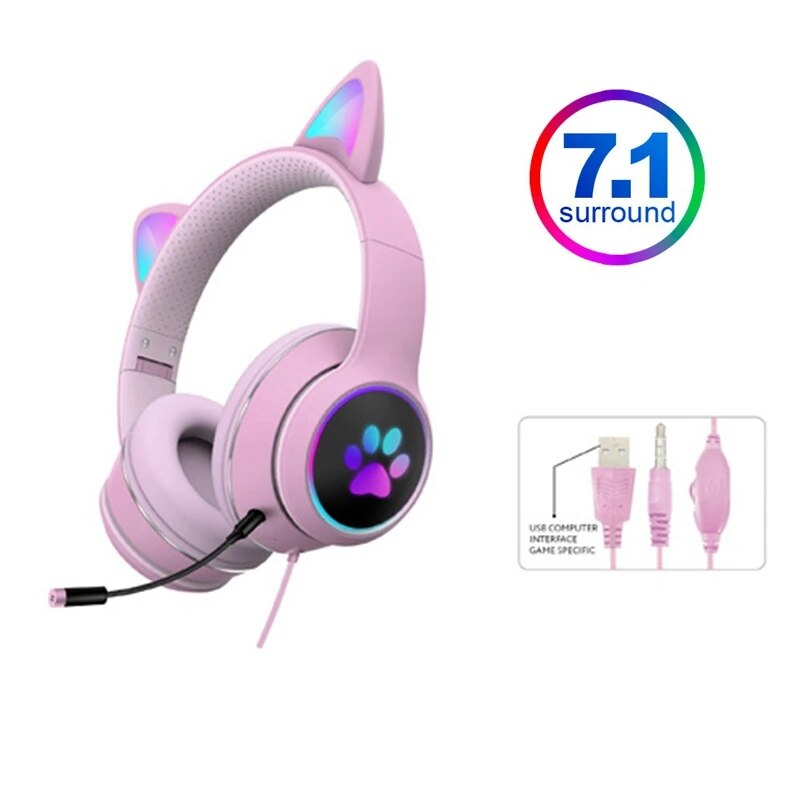 Cat Ear Gamer Headset with Bracelet