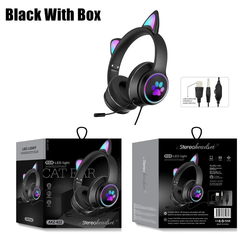 Cat Ear Gamer Headset with Bracelet