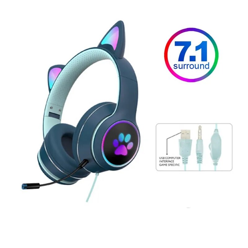 Cat Ear Gamer Headset with Bracelet