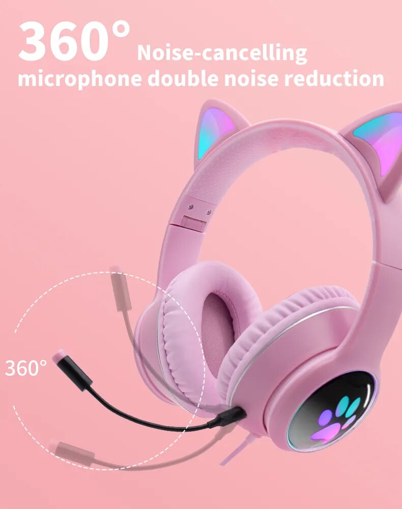 Cat Ear Gamer Headset with Bracelet