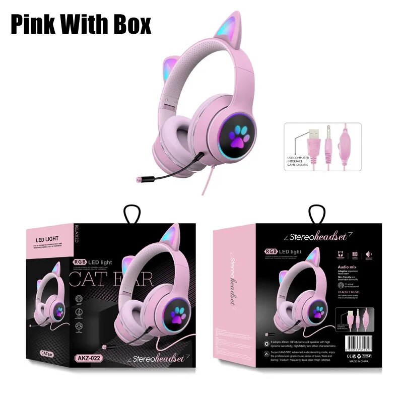 Cat Ear Gamer Headset with Bracelet