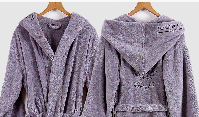 Couple Warm Hooded Fleece Bathrobe