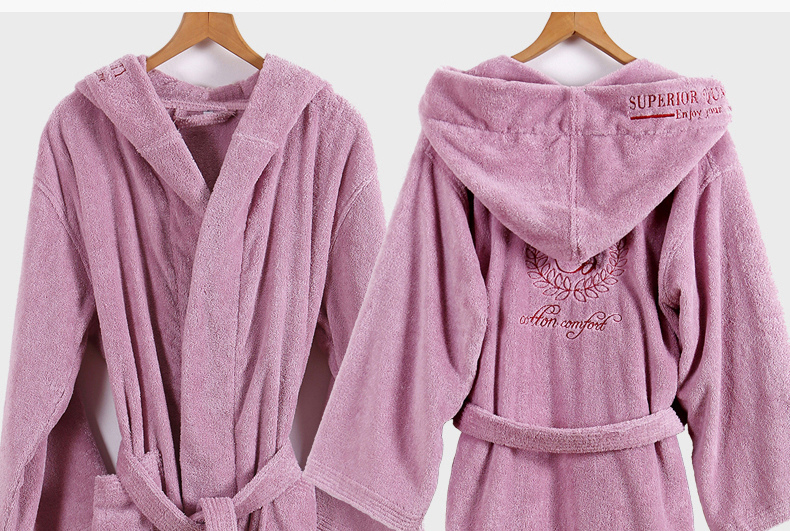 Couple Warm Hooded Fleece Bathrobe