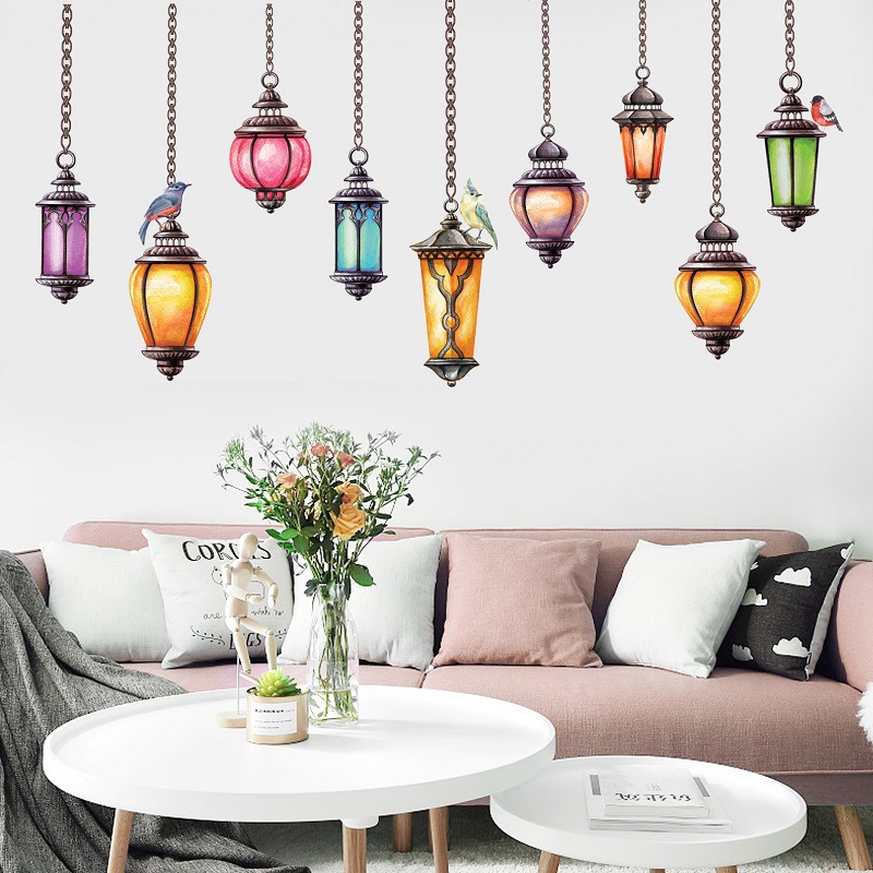 Colorful Retro Lanterns Bedroom Wall Stickers