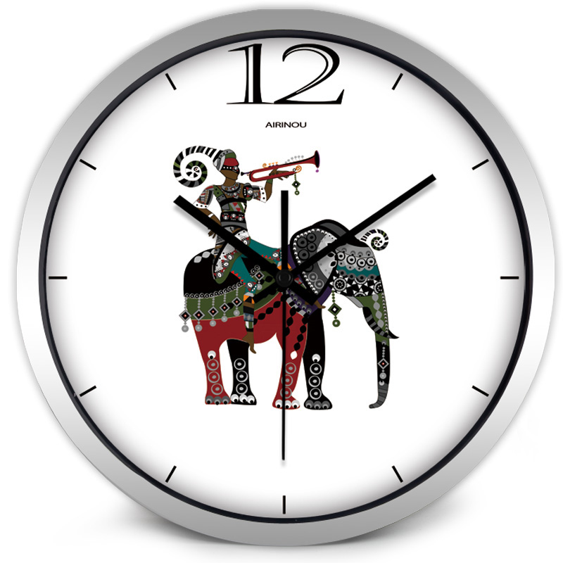 Asian Style Ethnic Quartz Clocks With Elephant Image