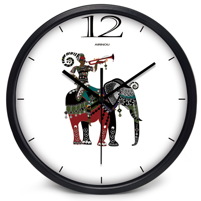 Asian Style Ethnic Quartz Clocks With Elephant Image