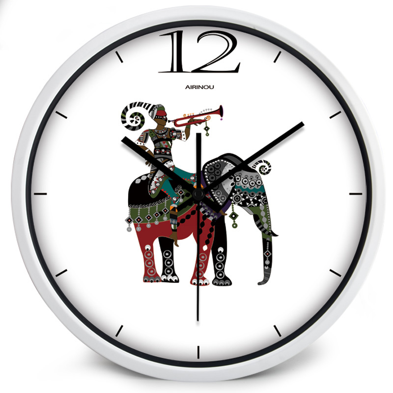 Asian Style Ethnic Quartz Clocks With Elephant Image