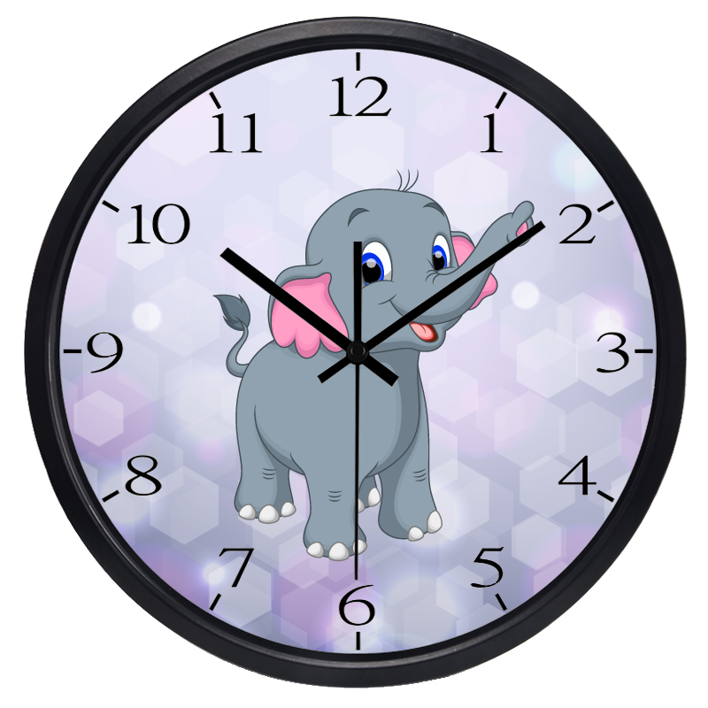 Lovely Elephant Print Wall Clock For Kid's Room