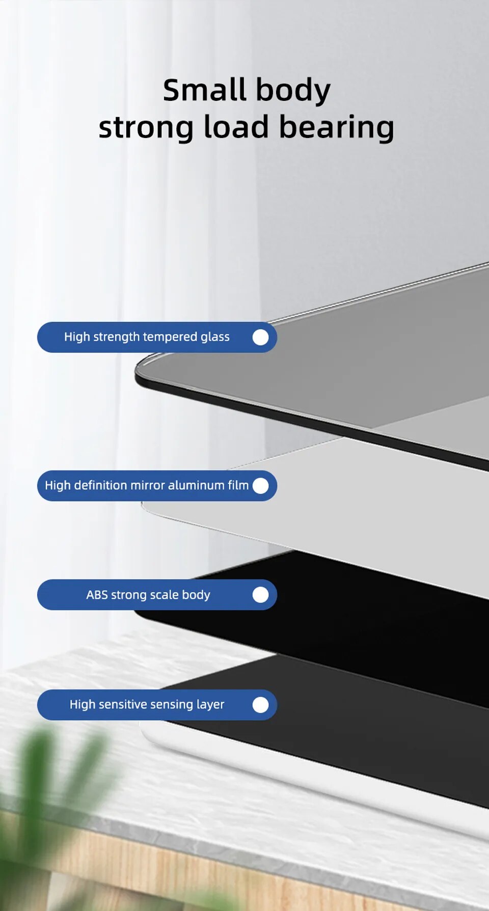 Portable Mirror Design Smart Bathroom Scale