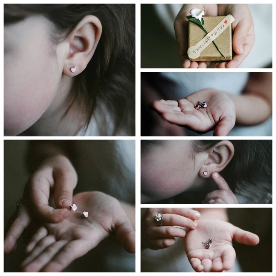 Silver Heart Earrings For Girls