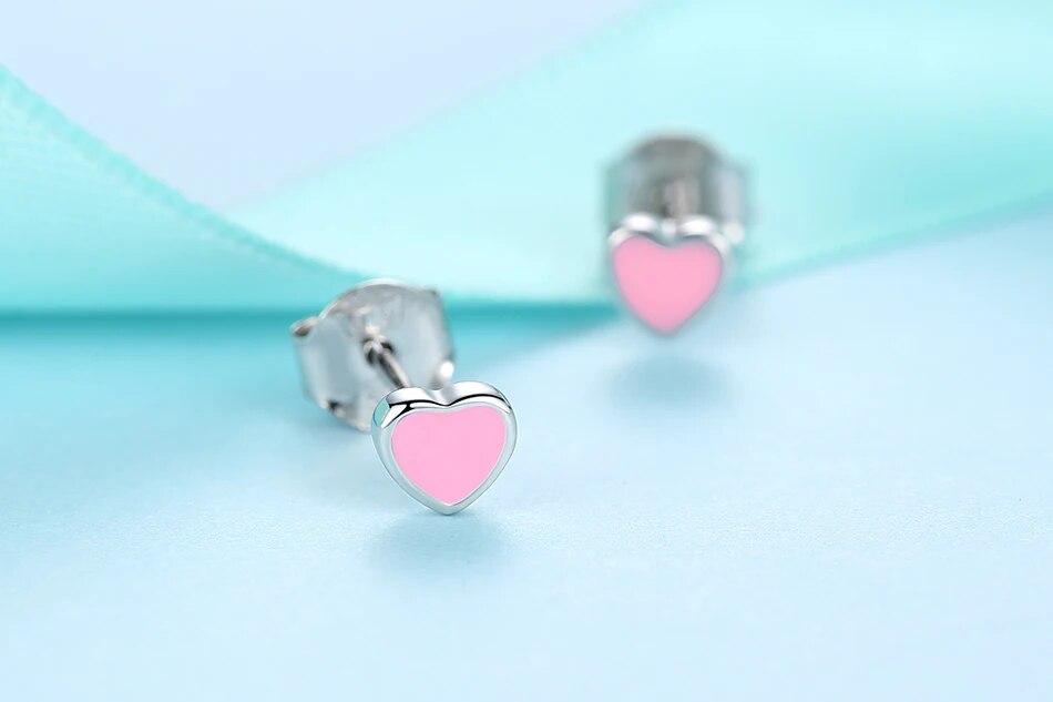 Silver Heart Earrings For Girls