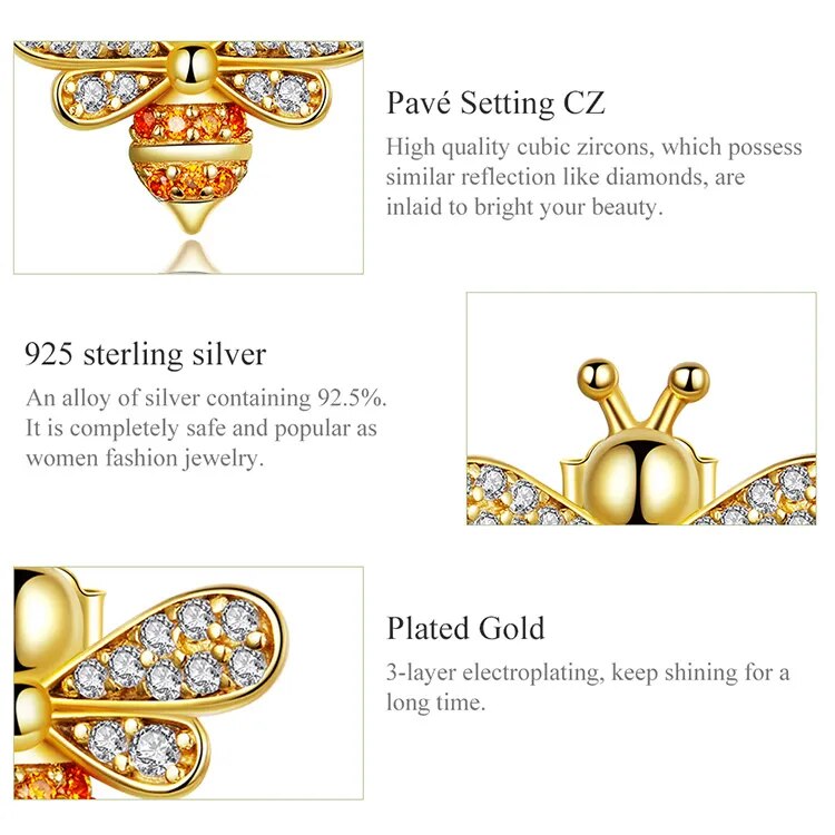Silver Bee Earrings For Girls