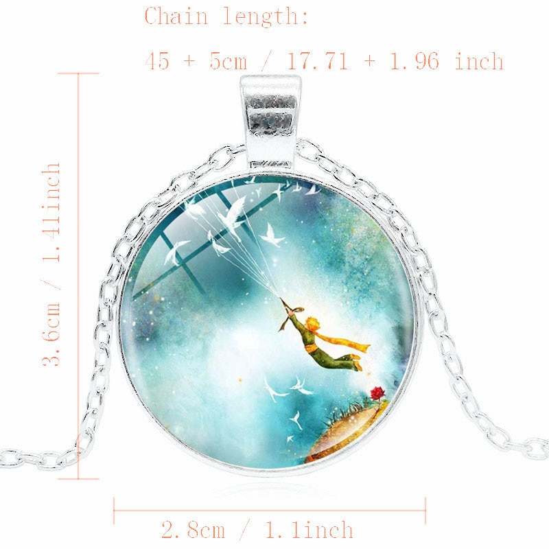 Vintage Little Prince Glass Pendant Necklace for Kids