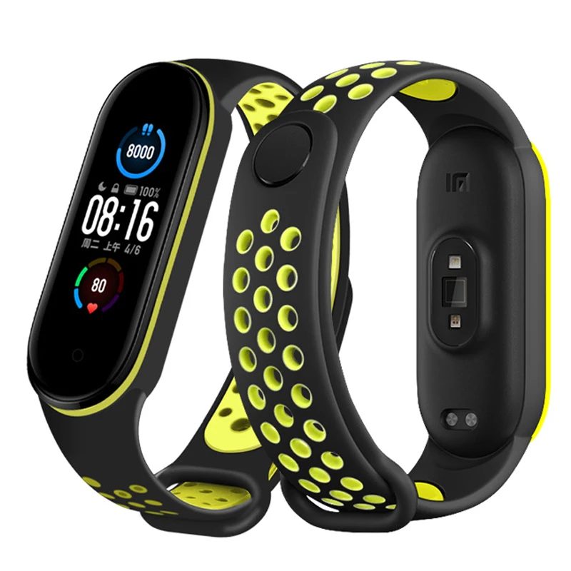 Anti-Sweat Two-Colors Silicone Strap for Xiaomi Mi Band 3/4/5