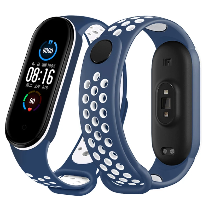 Anti-Sweat Two-Colors Silicone Strap for Xiaomi Mi Band 3/4/5