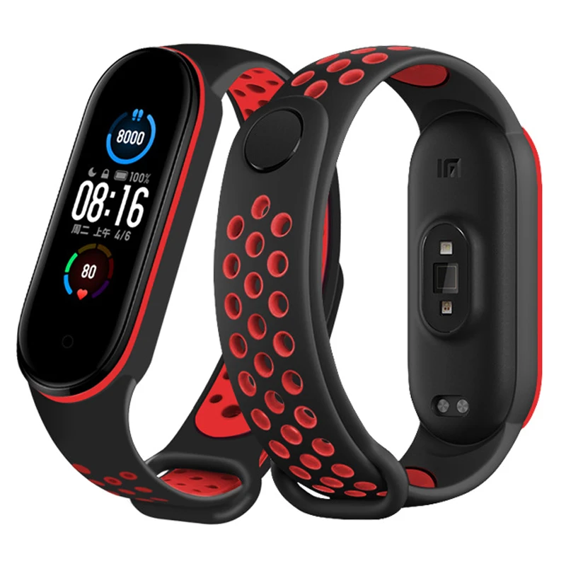 Anti-Sweat Two-Colors Silicone Strap for Xiaomi Mi Band 3/4/5