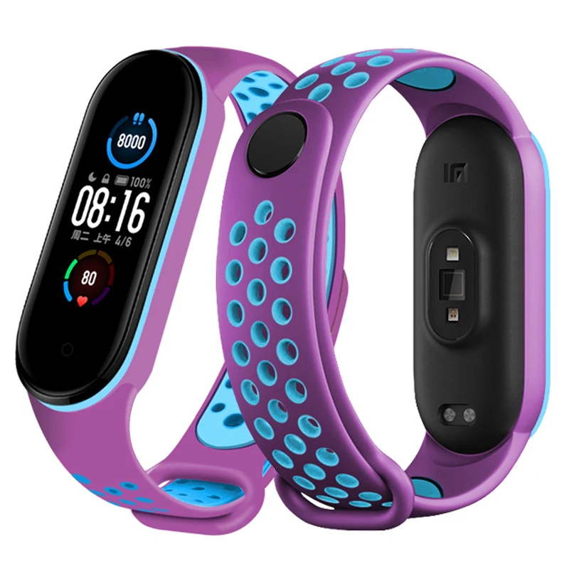 Anti-Sweat Two-Colors Silicone Strap for Xiaomi Mi Band 3/4/5