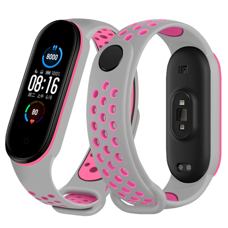 Anti-Sweat Two-Colors Silicone Strap for Xiaomi Mi Band 3/4/5