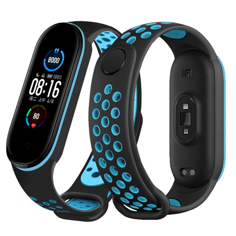 Anti-Sweat Two-Colors Silicone Strap for Xiaomi Mi Band 3/4/5