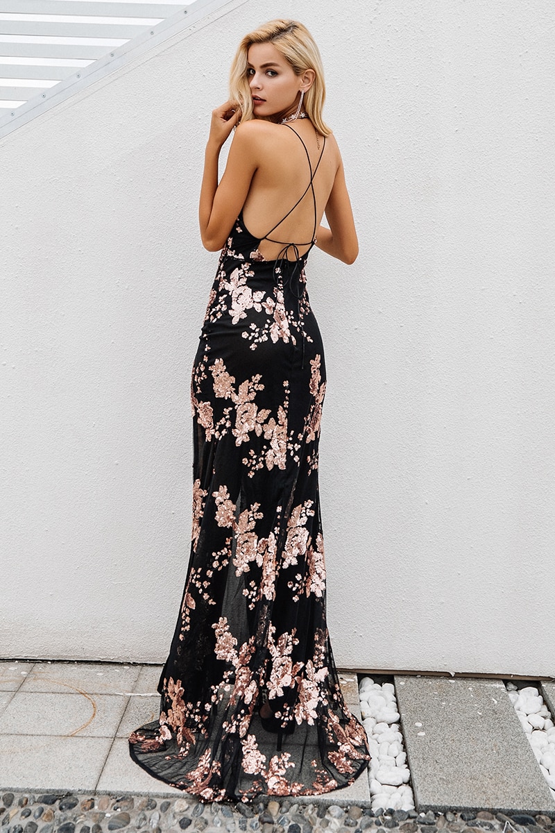 Women's V-Neck Lace Up Cami Maxi Dress