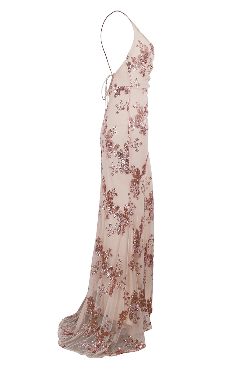 Women's V-Neck Lace Up Cami Maxi Dress
