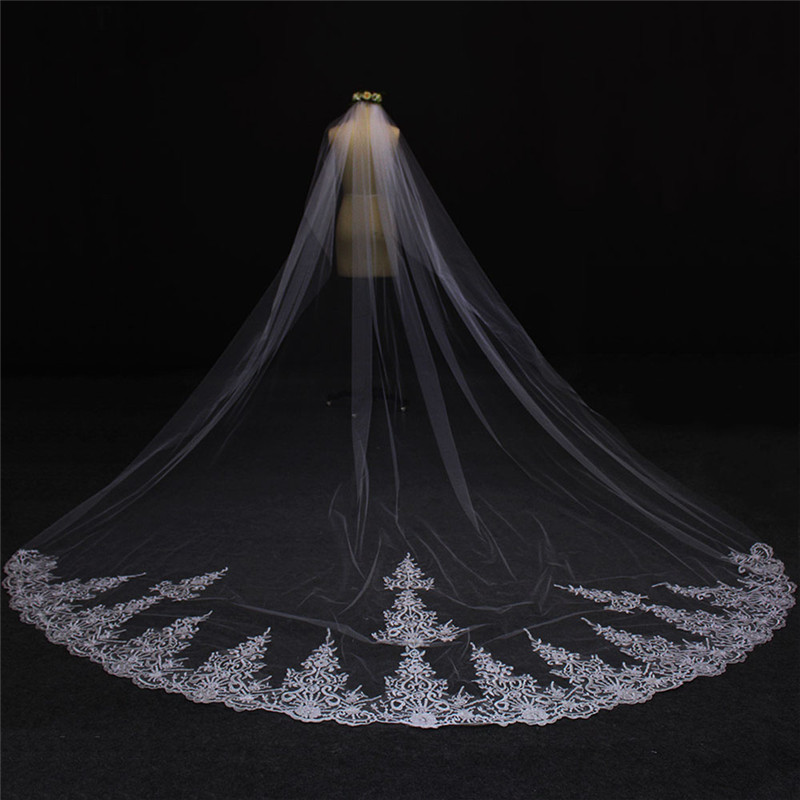Beautiful One Layer Cathedral Length Wedding Veils