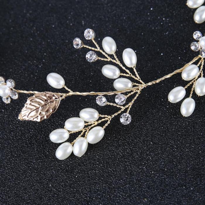 Women's Leaf and Flowers Shaped Elegant Headband for Wedding