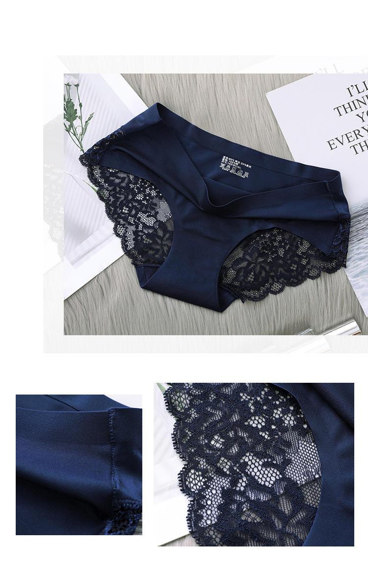 Women's Lace Trim Seamless Panties 3 Pcs