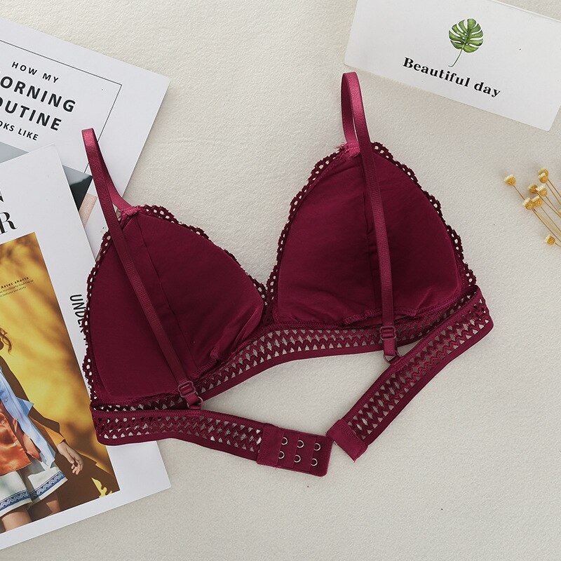 Women's French Thin Cup Wireless Push Up Bra