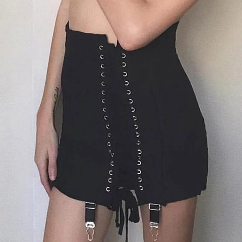 Women's Lace Up Mini Skirt