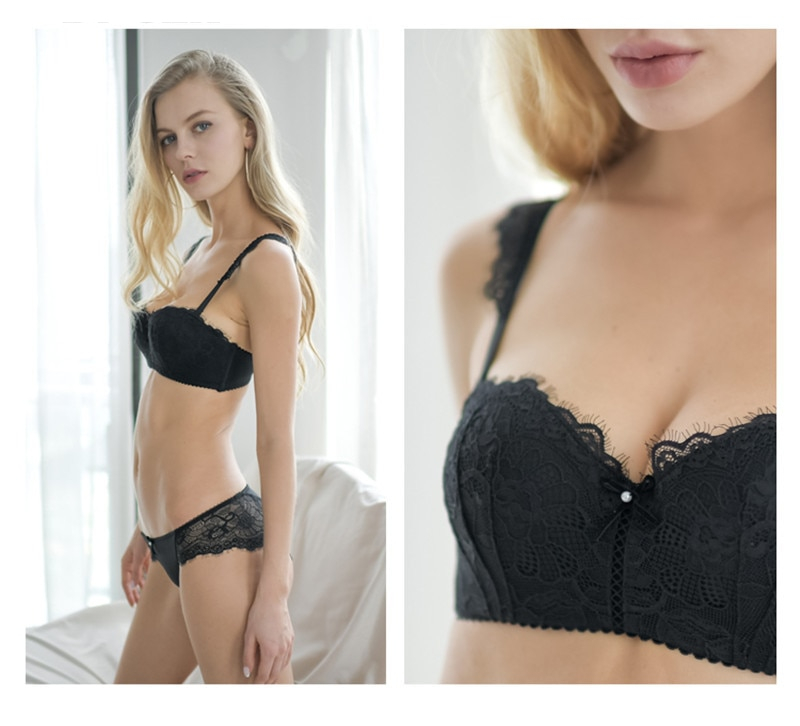 Women's Deep V Push Up Bra Panty Set