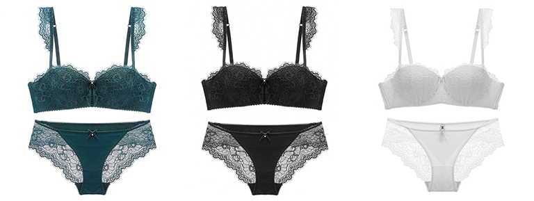 Women's Deep V Push Up Bra Panty Set