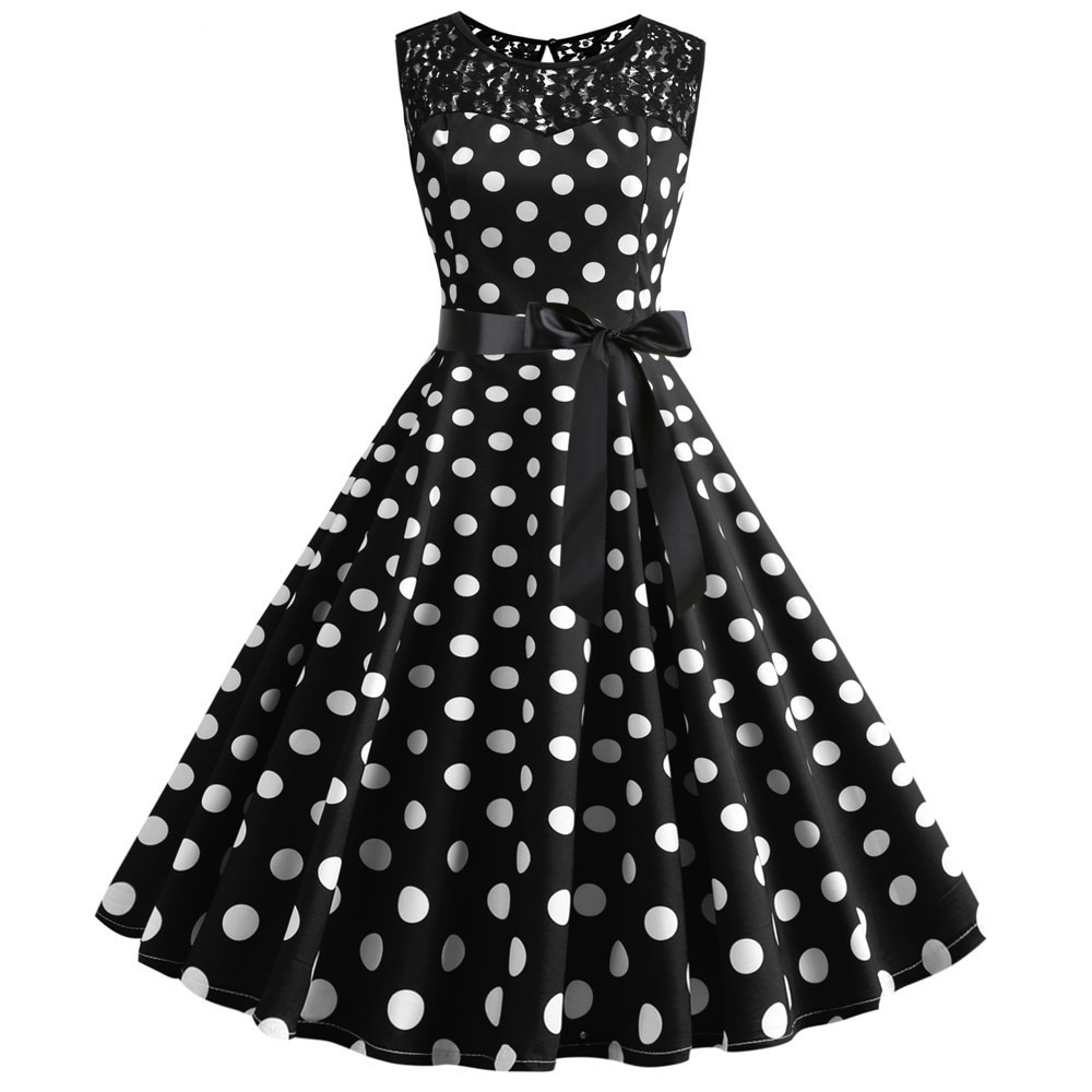 Retro Lace Patchwork A-Line Dress for Women