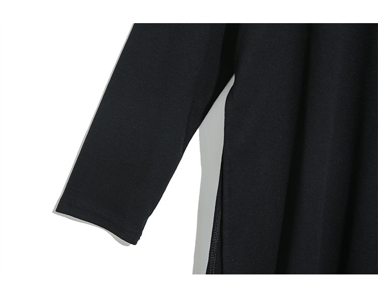 Women's Black Mesh Split Joint Dress with Stand Collar