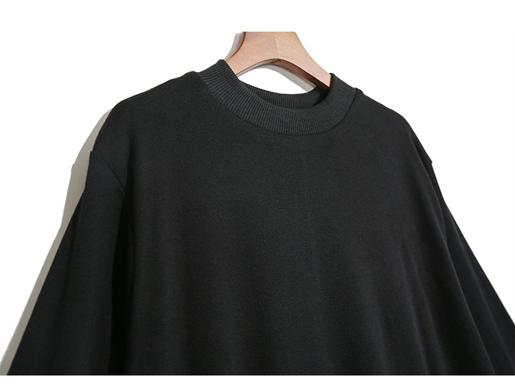 Women's Black Mesh Split Joint Dress with Stand Collar