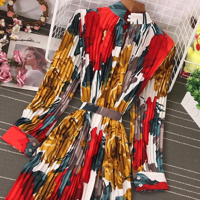 Women's Pleated Boho Dress